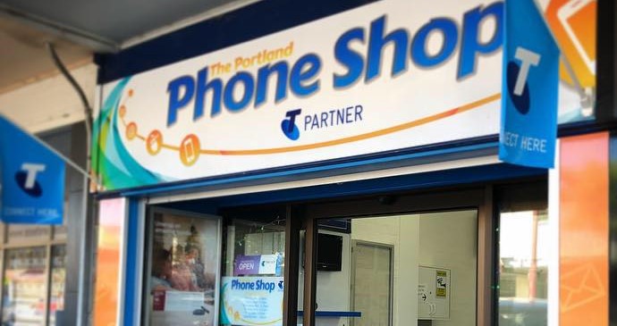 The Portland Phone Shop storefront on Percy Street
